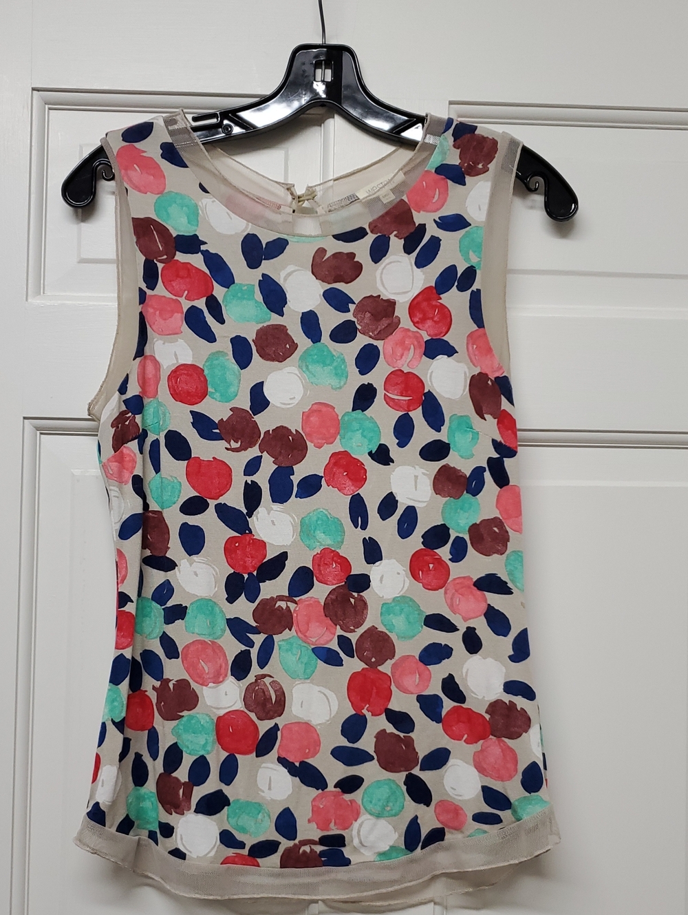 ANTHROPOLOGIE (WESTON) Sleeveless Multi-Color Polka Dot Mesh Print Top XS